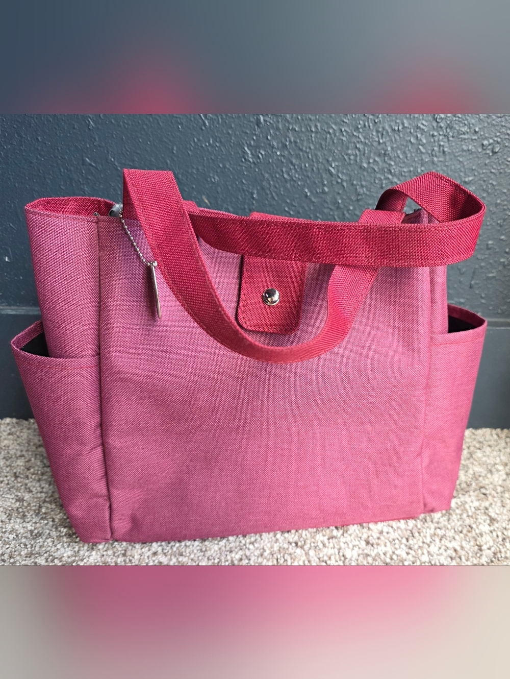 Everyday Pink Canvas Cooler Lunch Tote Bag with Snap Closure Matching Ice Pack